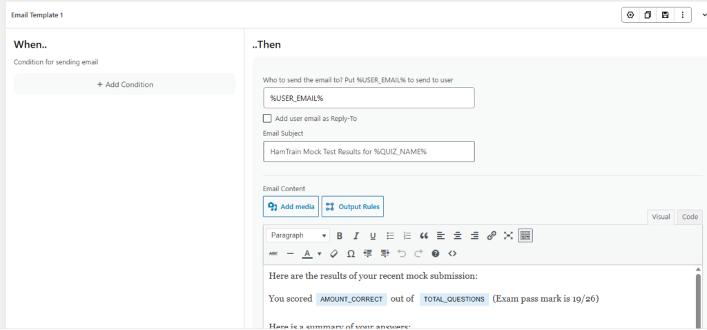 QSM can send email results to students
